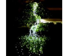 Solarbetriebene Filial-Färenlichter, 10 Strands 200 Leds wasserdichte Timbo String Lights Wasserfall Dekorative Silberdraht-Solarleuchten für Outdoor, Garten, Party, Hochzeit, Weihnachtsbaum, Rebe