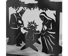 Schwibbogen Lichterbogen Metall - Motiv: Geburt Jesus Christus - XL 1,2 Meter Breite Außen-Bereich schwarz * groß *