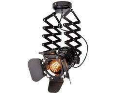 Deckenstrahler Retro Schwarz Industrie Strahler Skalierbar Eisen E27 schwenkbarer Schienen-Strahler, Metall Deckenleuchte Schienensystem Innen Dekoration Deckenspot Lampe