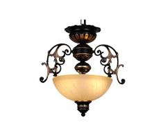 LED Antik Kronleuchter Vintage Lüster Flurlampe Retro Rund Glas Hängelampe Metall Pendelleuchte Deckenlampe 2-flammig E27 für Esszimmer Schlafzimmer Bad Esstisch Küche Landhaus Lampe Ø38*H35cm