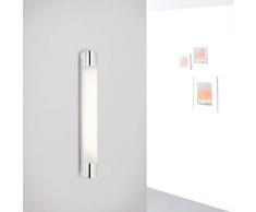 LED Spiegel Wandleuchte mit Steckdose, 7 Watt, 500 Lumen, 4000 Kelvin aus Metall/Glas in weiß/chrom