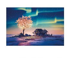 INVOLAND Puzzle Holz Puzzle-Spiele 1000 Stück Pädagogisches intellektuelles Dekomprimieren Spaß Familienspiel 12 Optionen(Blumen,Sternenklarer Himmel,Elch) (Blühende Pfirsichblüte) (Lichtbaum)