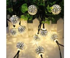 EONANT Solar Outdoor Metall Lichtkette, 15.7FT 20LED Metall warmweiß Licht Dekoration Lampe String Orientalische Atmosphäre, in festlichen Schlafzimmer Hochzeitsgarten verwendet (Marokkanischer Ball)