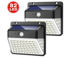 Solarlampen für Außen,【Aktualisierte Version-2000mAh】Yacikos 82 LED Solarleuchte mit Bewegungsmelder Solar Beleuchtung LED 270° Solar Wasserdichte Wandleuchte 3 Modi Solarlicht für Garten-2 Stück