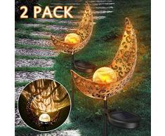 Gartenleuchte Solar, Vegena Metall Mond Gartenbeleuchtung mit Erdspieß Solarleuchte Deko Garten Gartenlampe IP65 Wasserdicht LED Wegbeleuchtung Solarlampen für Außen Terrasse Rasen Hinterhöfe Wege