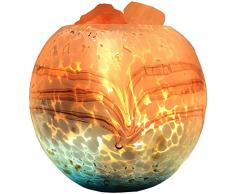 WRMING Salz Lampe Salzlampe Salzkristalllampe Himalaya Salzleuchte Nachtlicht Glas Lampenschirm mit Dimmerschalter Nachtlampe für Schlafzimmer Büro Spa Yoga Zimmer
