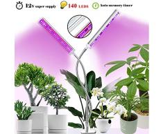 Molipat Pflanzenlampe Pflanzenlicht 60W 140 LED Pflanzenlampe Neueste Version mit Automatische Zeitschaltuhr Wachstumslampe 10 Dimmbare Helligkeiten für Gewächshaus Pflanzen Zimmerpflanzen