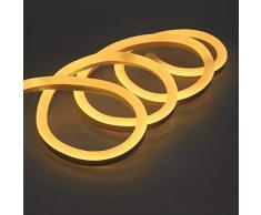 ECD Germany Neon LED Strip 3m - SMD 2835-120 LEDs/m - 9W/m - 230V - Warmweiß 3000K - ohne Lichtpunkte - Flexible - Wasserdicht IP68 - LED Leiste Streifen Band Lichtband Lichtschlauch