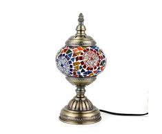 Kindgoo Türkische Marokkanische lampe Vintage Orientalische Glasmosaik Nachttischlamp Led Glühbirne Enthalten (Mehrfarben)
