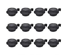 HYY Außenlampe Solar Zaunlichter 12 STK. LED Schwarz