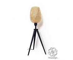 Lampe Stellen dreifachem - Schwalbennest - Höhe 61cm - Breite 23,5cm - Geflecht handgefertigt Original und ursprünglichen des Vietnam. Lampe, Lampe aus Bambus, Lampe Stellen, Laterne, Bambus, Holz