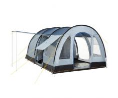 CampFeuer Campingzelt für 4 Personen | Großes Familienzelt mit 3 Eingängen und 5.000 mm Wassersäule | Tunnelzelt | blau/grau | Gruppenzelt | So Macht Camping Spaß!