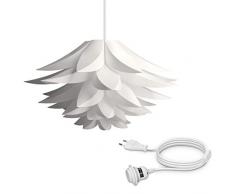 kwmobile DIY Puzzle Lampe Lampenschirm - Lotus Schirm Set mit 3,5m Eurostecker Kabel Schalter E27 Fassung - Stehlampe Puzzlelampe Deckenleuchte weiß