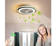 Deckenventilator Mit Beleuchtung LED Deckenleuchte Unsichtbares Fan Licht Modern Schlafzimmer Deckenlampe Dimmbar Leuchte Ultra-Leise Ventilator Kinderzimmer Kann Timing Fan Kronleuchter Lampe,Grün