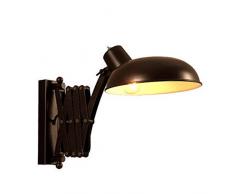 XJAN Teleskop Schmiedeeisen Wandleuchte, Vintage Wandbeleuchtung, Kreative Persönlichkeit Korridor Schlafzimmer Lichter mit 4W 6000K Lampen 360 ° drehbar, schwarz