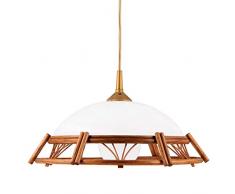 Helios Leuchten 202083 Rattanlampe eiche-farbig | Rattanleuchte rustikal Landhausstil | Pendellampe Pendelleuchte Rattan | Hängelampe Esszimmer 1xE27