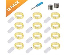LED Lichterkette Batterie, 12x20 Micro LEDs Mini Lichterketten Kupferdraht Batteriebetrieb, 2M DIY kleine Lichterketten Wasserdicht für Party Hochzeit Weihnachten Beleuchtung Deko(Warmweiß)