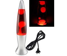 Lavalampe Dekoleuchte mit 150cm Kabel und Schnur Schalter 40cm I 230V I inkl. Leuchtmittel I Silber I Rot / Gelb