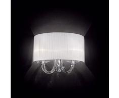 Ideal Lux 35864 Swan Glas-Wandleuchte mit Plissee Schirm Wandlampe Chrom Klar