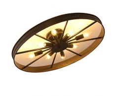 Retro Rad Deckenlampe, Runde Vintage Schlafzimmerlampe, 8-Flammig Deckenleuchte, Antik Esszimmerlampe, Ring Wohnzimmer Lampe, E14, Max. 60 W, Eisen, Ø68cm (Ø68cm-Anhänger nicht inklusive（8-Flammig）)