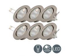 B.K.Licht I 6er Set schwenkbare LED Einbaustrahler I inkl. 6x 5W 400lm GU10 Leuchtmittel I warmweiße Lichtfarbe I LED Einbauspots I LED Einbauleuchten