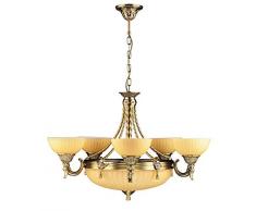 Prunkvolle Kronleuchter im Jugendstil Gründerzeit in bronze 3x E14 + 5x E27 Fassung Pendel Deckenlampe Leuchte