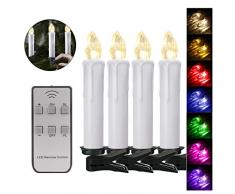 40er Weinachten LED Kerzen Kabellos RGB Weihnachtskerzen Christbaumkerzen Dimmen Flackern Baumkerze-Set,LED-Lichtfarbe RGB + warmweiß