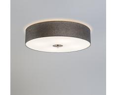 QAZQA Landhaus / Rustikal, Modern, Für Kinder Deckenleuchte Drum 50 Jute grau, Glas, Metal, Textil, Zylinder, Rund / LED geeignet E27 Max. 4 x 40 Watt