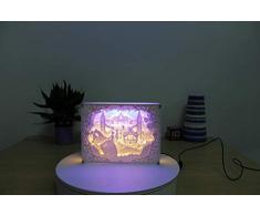 Papierlicht Schatten Papier Schnitzlampe Deko Tischlampe 3D Acryl Lampe Cinderella Anime Nachtlicht