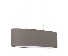 EGLO Pendellampe Pasteri, 2 flammige Textil Pendelleuchte, Hängeleuchte oval aus Stahl und Stoff, Farbe: Nickel matt, anthrazit braun, Fassung: E27, L: 75 cm