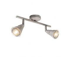 QAZQA Landhaus/Vintage/Rustikal/Retro Decken- und WandSpot/Spotlight/Deckenspot/Deckenstrahler/Strahler/Lampe/Leuchte grau drehbar und neigbar - Coney 2-flammig/Innenbeleuchtung/W