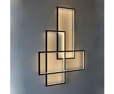 LED Modern Wandleuchte Dimmbar Wohnzimmer Schlafzimmer Innen Wandlampe mit Fernbedienung, Retro Eckig Design Metall Acryl-schirm Deckenlampe für Kinderzimmer Bad Flur Treppenhaus Leuchten L67*W47cm