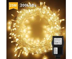WOWDSGN 25M 200 LEDs Lichterkette, Warmweiß, 8 Leuchtmodi Dimmbar, Strombetrieben mit EU Stecker, IP44 Wasserdicht, Lichterkette für Party, Feier, Hochzeit, Weihnachtsbeleuchtung für Innen und Außen