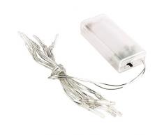 10er LED-Lichterkette mit Timer (6 Stunden AN | 18 Stunden AUS), wird mit Batterie betrieben | warmweiß, 3mm Lampen-Ø, 120cm lang