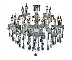 SAILUN® Kristall Kronleuchter Klassisch Hängeleuchte Transparent Pendelleuchte Deckenleuchte antik Messing Kristall Lüster 15-flammig E14 (10+5 Lichter)