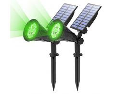 Gartenstrahler Solar, T-SUN 2 Stück 4 LED Garten Solarlampe Solarleuchten, Helle Garten-Licht, 2 Beleuchtungsmodi, Sicherheitsbeleuchtung,Großes Außenlicht für Rasen, Wege, Auffahrt, Terrasse (Grün)