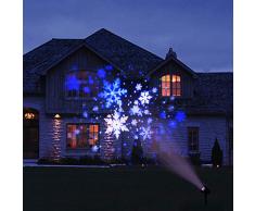 EAMBRITE Schneeflocke Projektor Licht LED Weiß/Blau Rotierende Schneefall Landschaft Projektion Dekorative Weihnachtsbeleuchtung mit Timer für Geburtstag Hochzeit Thema Party Garten Haus