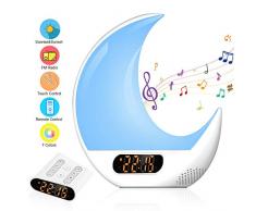 Lichtwecker Kinderwecker mit Fernbedienung, ZOTO Wake up Licht mit Radio Sonnenaufgang Sonnenuntergang Simulation, 7 Farbeinstellung/10 Helligkeit/Snooze/Zeitspeicherfunktion Nachtlicht Schlafzimmer