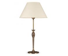 Helios Leuchten 493096/2 Vintage Lampe Leuchte | große klassische Jugendstil Tischleuchte Tischlampe | Retro Schreibtischlampe echt Messing antik Altmessing | Lampenschirm pastell gelb | 1 x E27