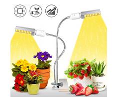KINGBO 50W LED Pflanzenlampe Vollespektrum, 100 LEDs Grow Light White, Pflanzenlicht mit Dualem Austauschbarem E27 Glühbirnen und Flexiblem Schwanenhals für Pflanzen