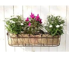 Manufaktur-Lichtbogen Pflanzkorb für die Wand 57 cm breit Wandkorb aus Metall