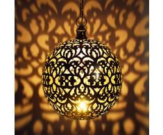 Orientalische Lampe Pendelleuchte Silber Arpana 40cm E27 Lampenfassung | Marokkanische Design Hängeleuchte Leuchte aus Indien | Orient Lampen für Wohnzimmer, Küche oder Hängend über den Esstisch