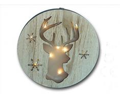 Klp Deko Holz Wandbild LED beleuchtet Elch Rentier Hirsch Figur Leuchtbild Bild