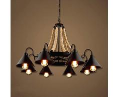 BOC The Industrial Chandelier Style Beleuchtung Lgoodl Nostalgie Loft Hanfseil Kronleuchter Lichter Schmiedeeisen 6/8 der Inflorescences Innenbeleuchtung (Edition: 8 Sprinkler),8 Köpfe