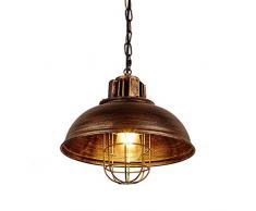 Jahrgang Industrielle Hängendes Licht, Retro Rustikal 1-Light Schmiedeeisen Hängende Deckenleuchte Beleuchtungskörper, Kücheninsel Esszimmer Pendelleuchte,Metallisch