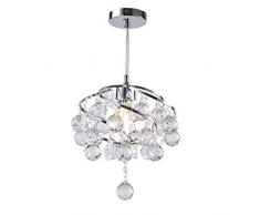 LED Kristalllüster Moderner Stil Luxuriös Kristall Hängeleuchte Warm und Romantisch Silber Flurlampe Dreifarbiges Variables Licht E27 24W für Korridor Gang Foyers Balkon Hotel Villa Clubhaus Café