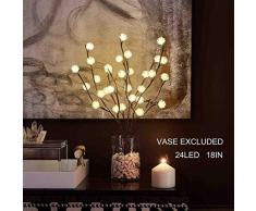 Hairui beleuchtete Zweige mit Eisblumen Glitzernde 24 LED 45CM Batterie für den Betrieb zu Weihnachten im Innen- und Außenbereich (ohne Vase)