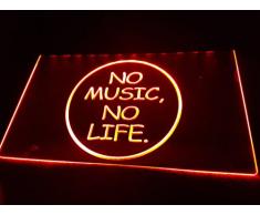 NO MUSIC No LIFE Leuchtschild LED Neu Schild Laden Reklame Neon Neonschild BAR DISCO ON Air TV Radio