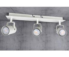Aufbauleuchte Deckenleuchte Aufputz 1 x VENICE Weiss 3-Flammig IP20 GU10 Fassung,Deckenleuchte Strahler Deckenlampe Kronleuchter aus Stahl, horizontal und vertikal einstellbar - ohne Leuchtmittel