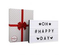 B.K.Licht I LED A4 Lightbox I USB und Batterie I 6.500 Kelvin Tageslichtweiß I 90 Dekobuchstaben in schwarz inkl. Symbole I Lichtbox I Letter Box I Leuchtschild